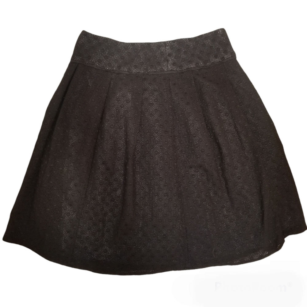 Talbots Black Swiss Dot Skirt Petite 6P Fit & Flare Lined Classic Work Skirt - Picture 5 of 9